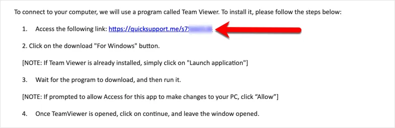 Bestätigungs-E-Mail für TeamViewer-Link
