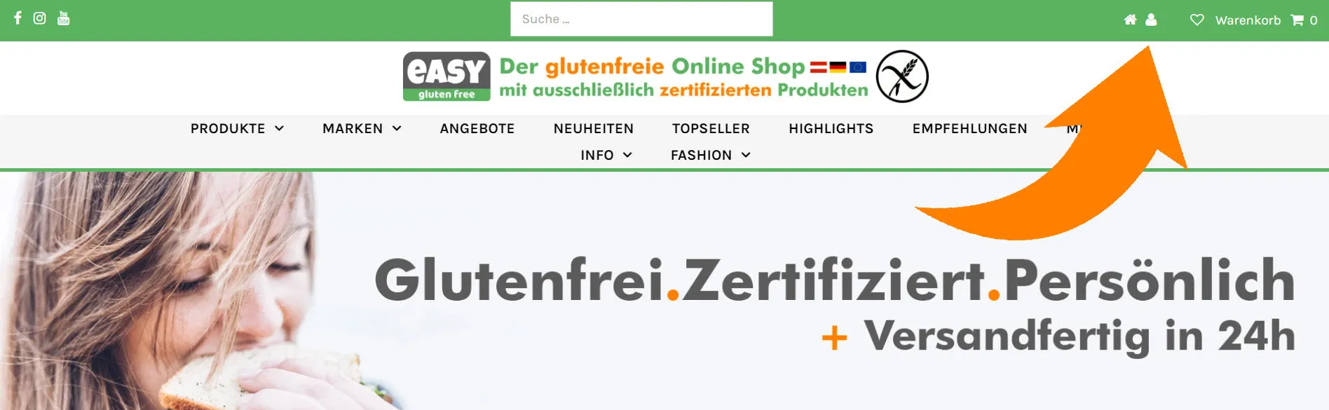 Bestellinformationen für glutenfreie Produkte