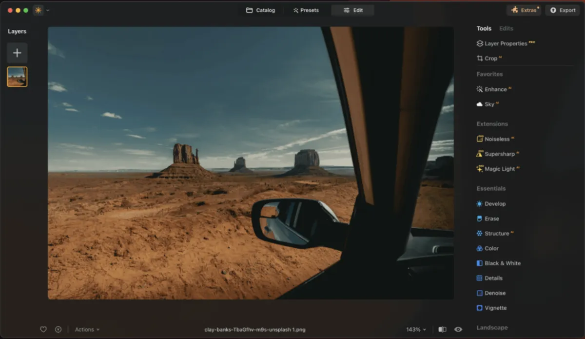 Bildbearbeitungssoftware Luminar Neo mit Beispielbild