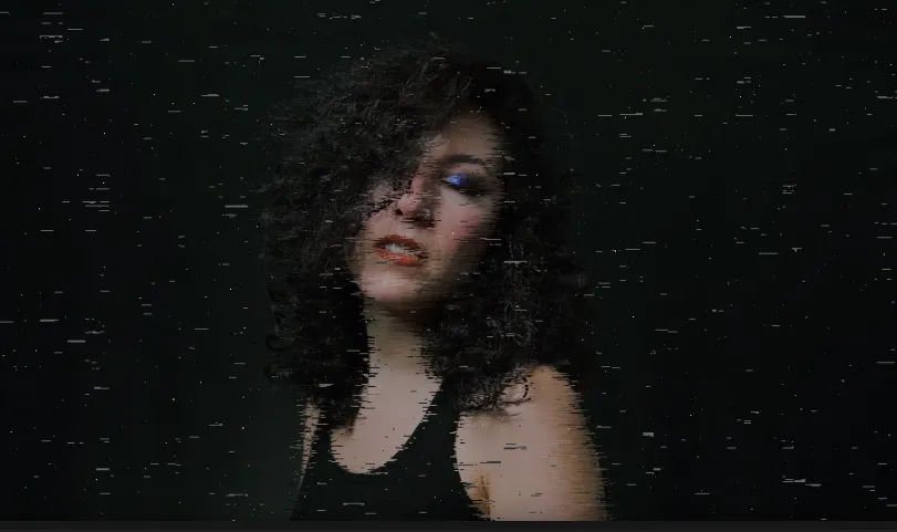 Bildschirmfoto, das ein Bild mit angewendetem und angepasstem Digital Damage Effekt in Boris FX Optics zeigt.