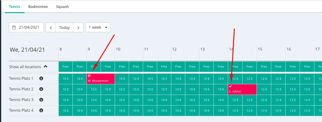 Buchung mit leerem Icon im Kalender
