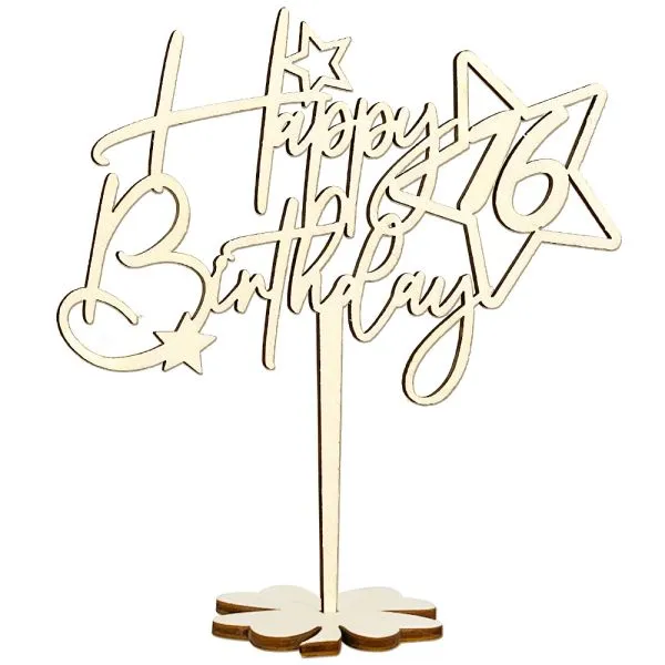 Cake Topper aus Holz mit der Zahl 16 im stilvollen Sterndesign, ideal für einen besonderen Geburtstagskuchen