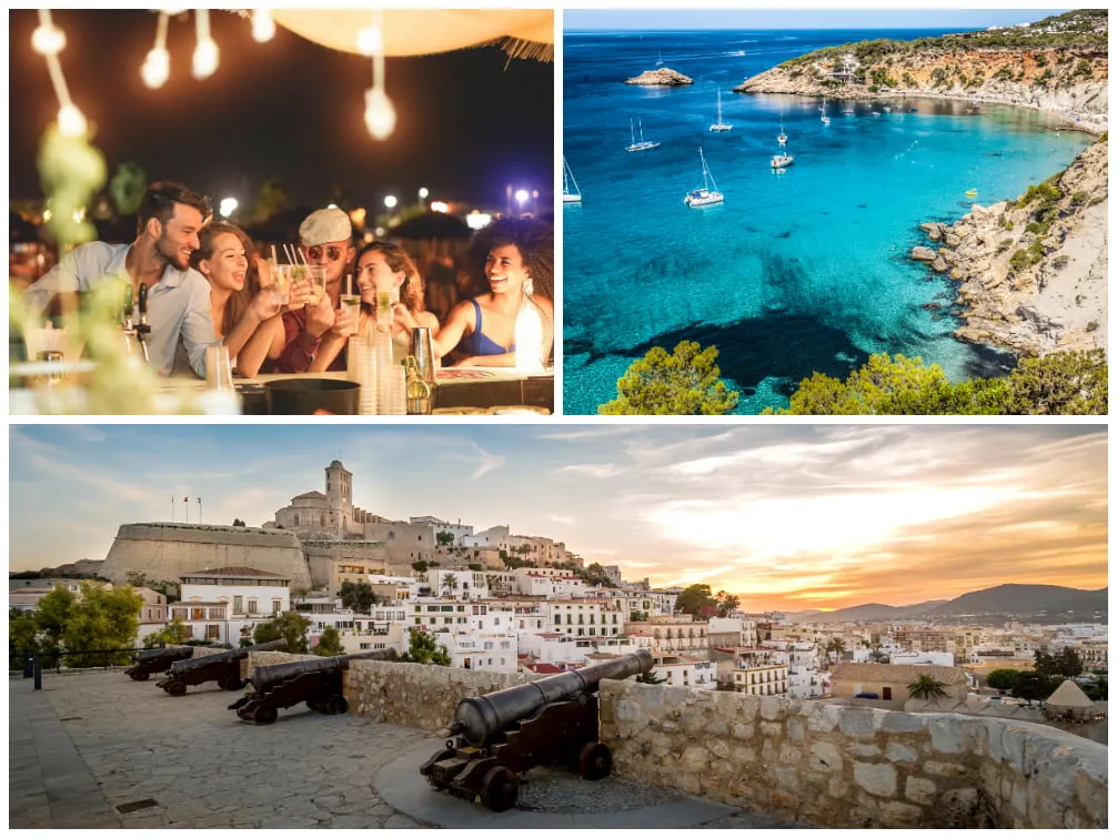 Cala d’Hort in der Nähe von San Antonio und die Altstadt von Ibiza