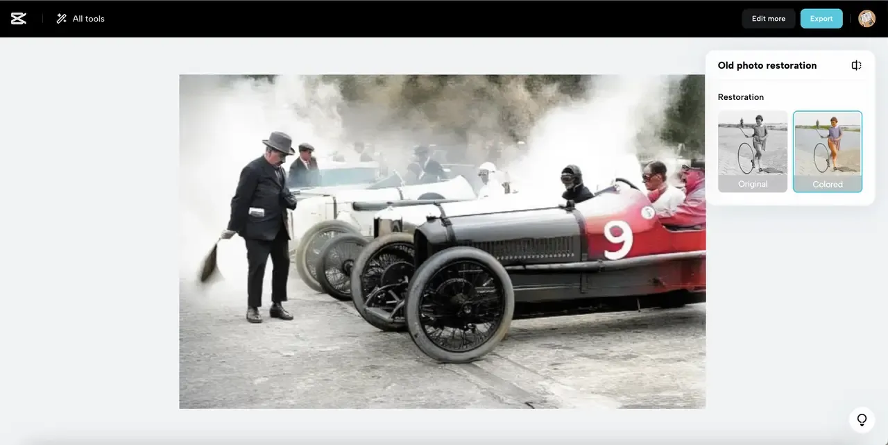 CapCut Tool zur KI-basierten Restaurierung alter Fotos