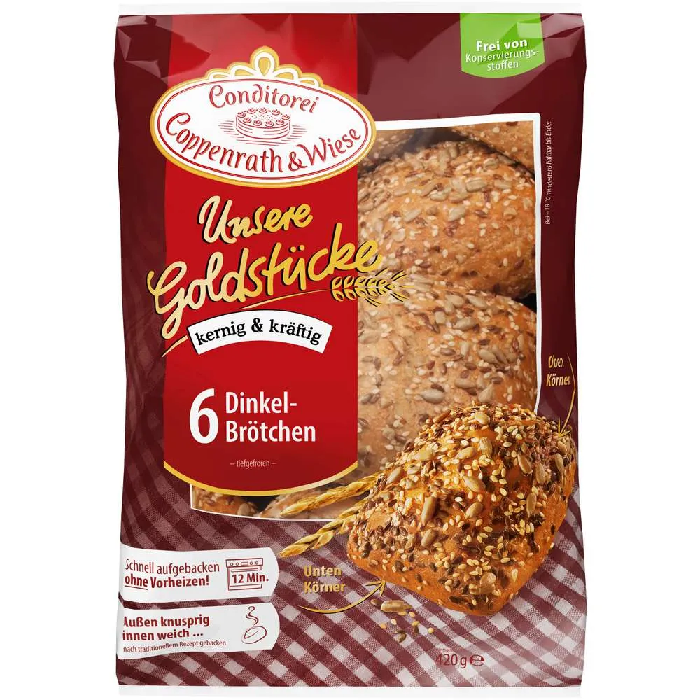 Conditorei Coppenrath & Wiese Dinkelbrötchen, kernig und kräftig, tiefgekühlt in der Originalverpackung