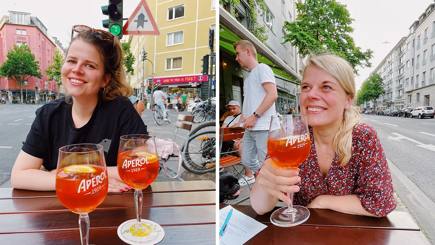 Das belebte Interieur des Alcazar in Köln, wo Gäste Aperol Spritz genießen