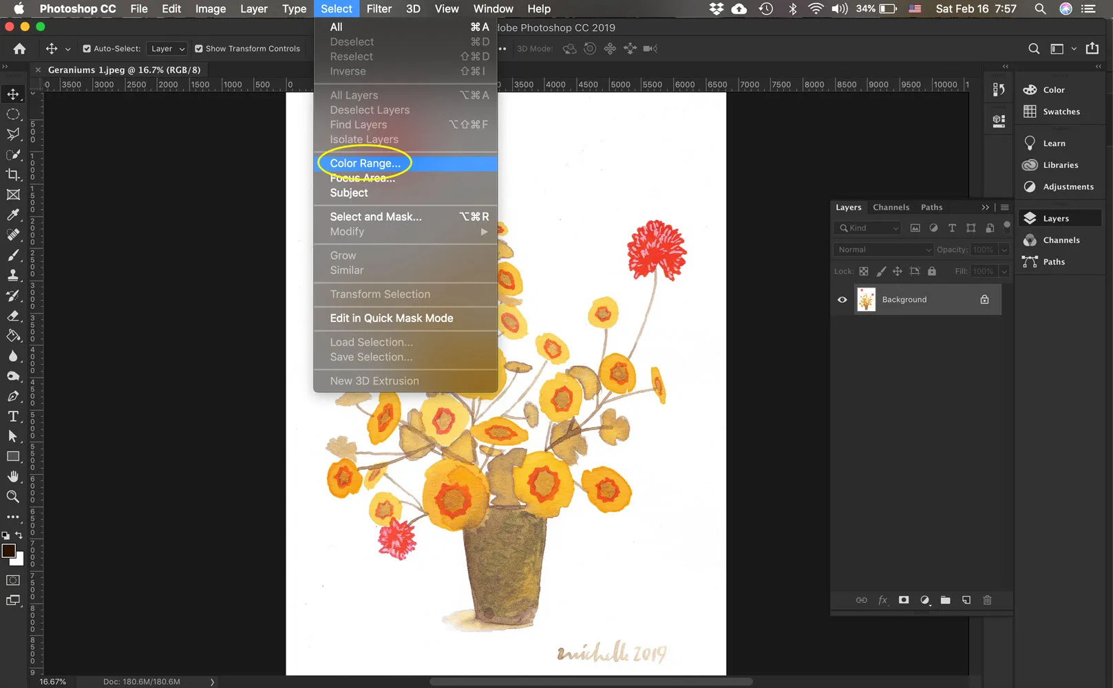 Das Dialogfeld 'Farbbereich auswählen' in Photoshop mit der Schwarz-Weiß-Maske