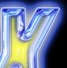 Das Endergebnis des Photoshop Tutorials, das einen glänzenden Metalleffekt mit weichen Kanten und einem äußeren Schein zeigt