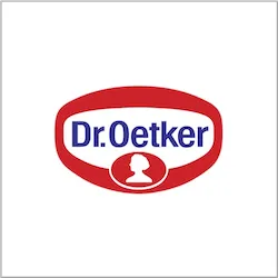 Das klassische Dr. Oetker Logo, bekannt für Qualität und Backfreude