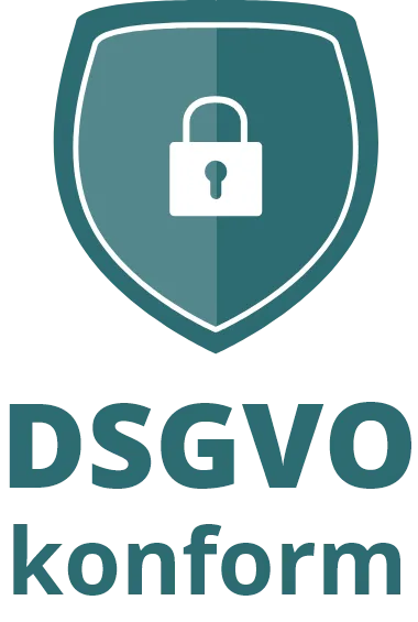 Das Logo "DSGVO-konform" zeigt die Einhaltung wichtiger Datenschutzstandards bei der digitalen Verwaltung von Teilnehmerdaten.