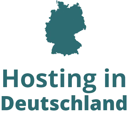 Das Logo "Hosting in Deutschland" unterstreicht die lokalen Serverstandorte und die damit verbundenen hohen Sicherheitsstandards.