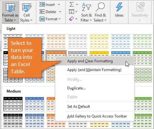 Daten als Excel-Tabelle formatieren