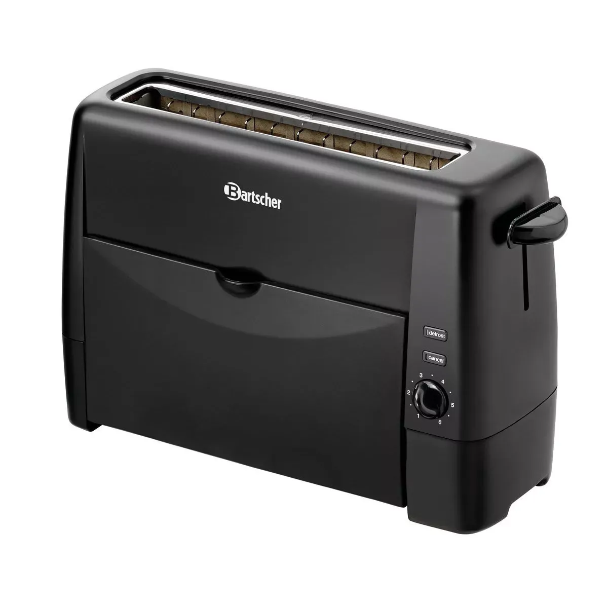 Der Bartscher Toaster TS20Sli in elegantem Schwarz, bereit für den täglichen Einsatz in jeder modernen Küche.