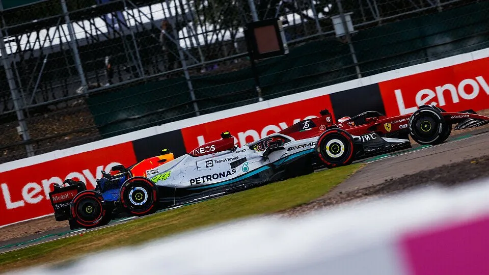 Der enge Dreikampf in Silverstone zwischen Sergio Perez, Lewis Hamilton und Charles Leclerc ist ein Klassiker der Formel 1 2022