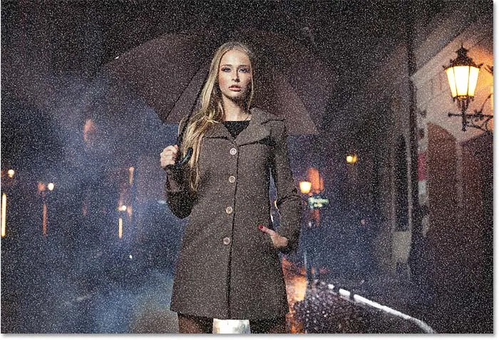 Der Regen-Effekt nach dem Ändern der Füllmethode auf "Negativ multiplizieren"