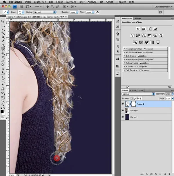 Detail der Maskierung für weiche Übergänge