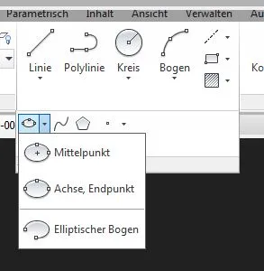 Dialogfenster für die Erstellung einer Ellipse in AutoCAD