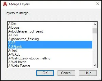 Dialogfenster zum Zusammenführen von Layern in AutoCAD