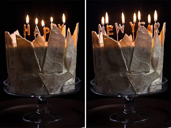 Die geschnittene Silvester-Torte mit cremiger Füllung