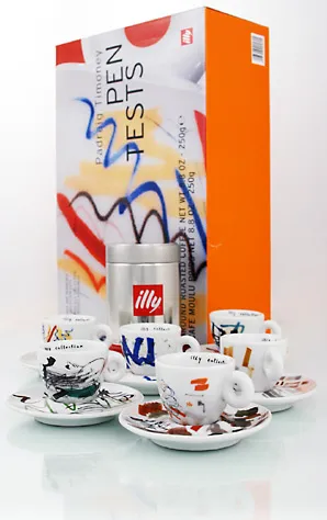 Die illy 'Pen Tests' Kollektion von 2004, eine Espressotasse mit einem Gewicht von 142g.