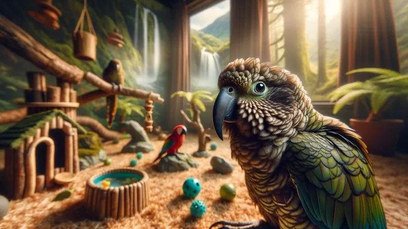 Die Kea-Papageien in ihrem natürlichen Lebensraum in Neuseeland