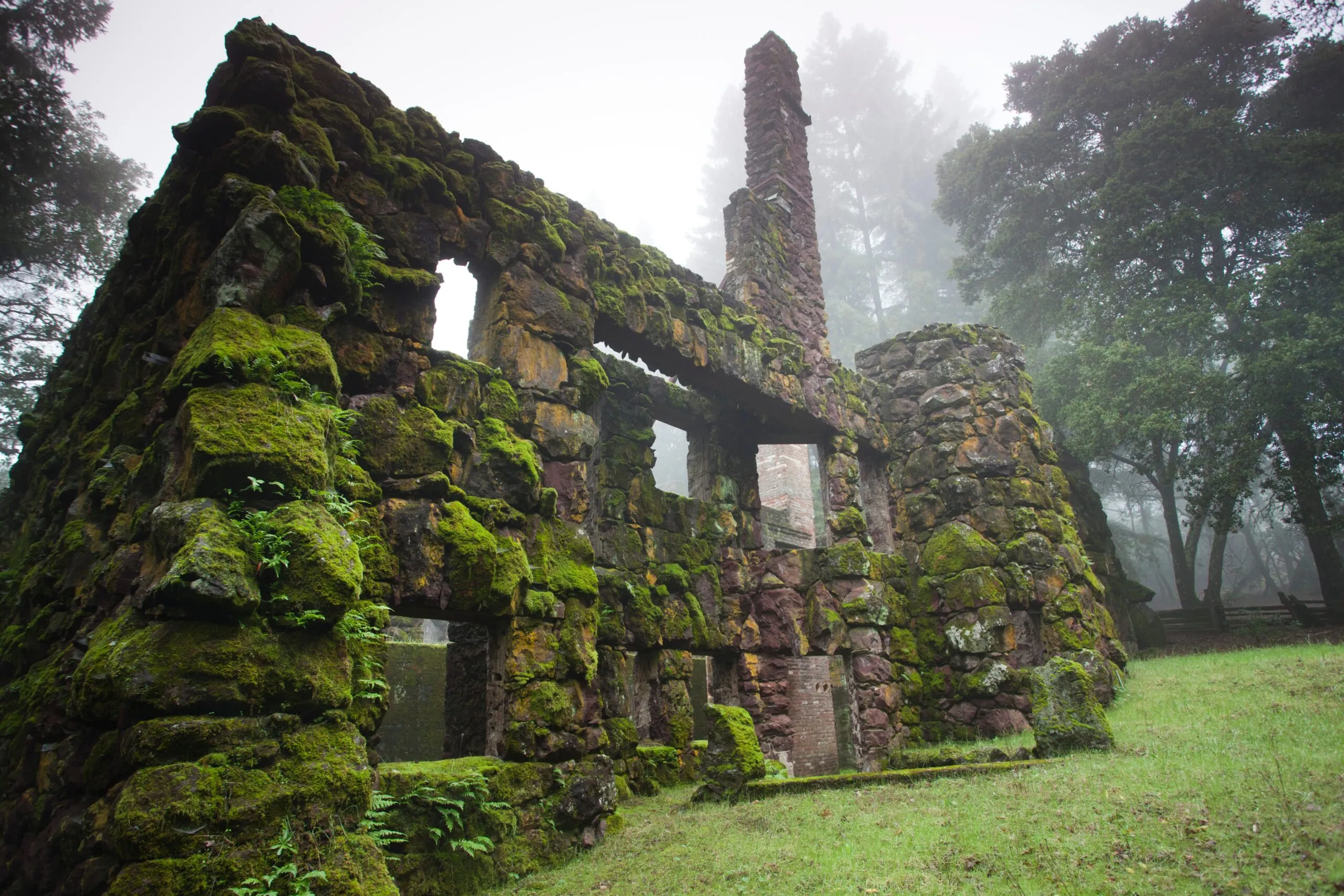 Die Ruinen von Wolf House im Jack London Historic Park, Glen Ellen, Kalifornien