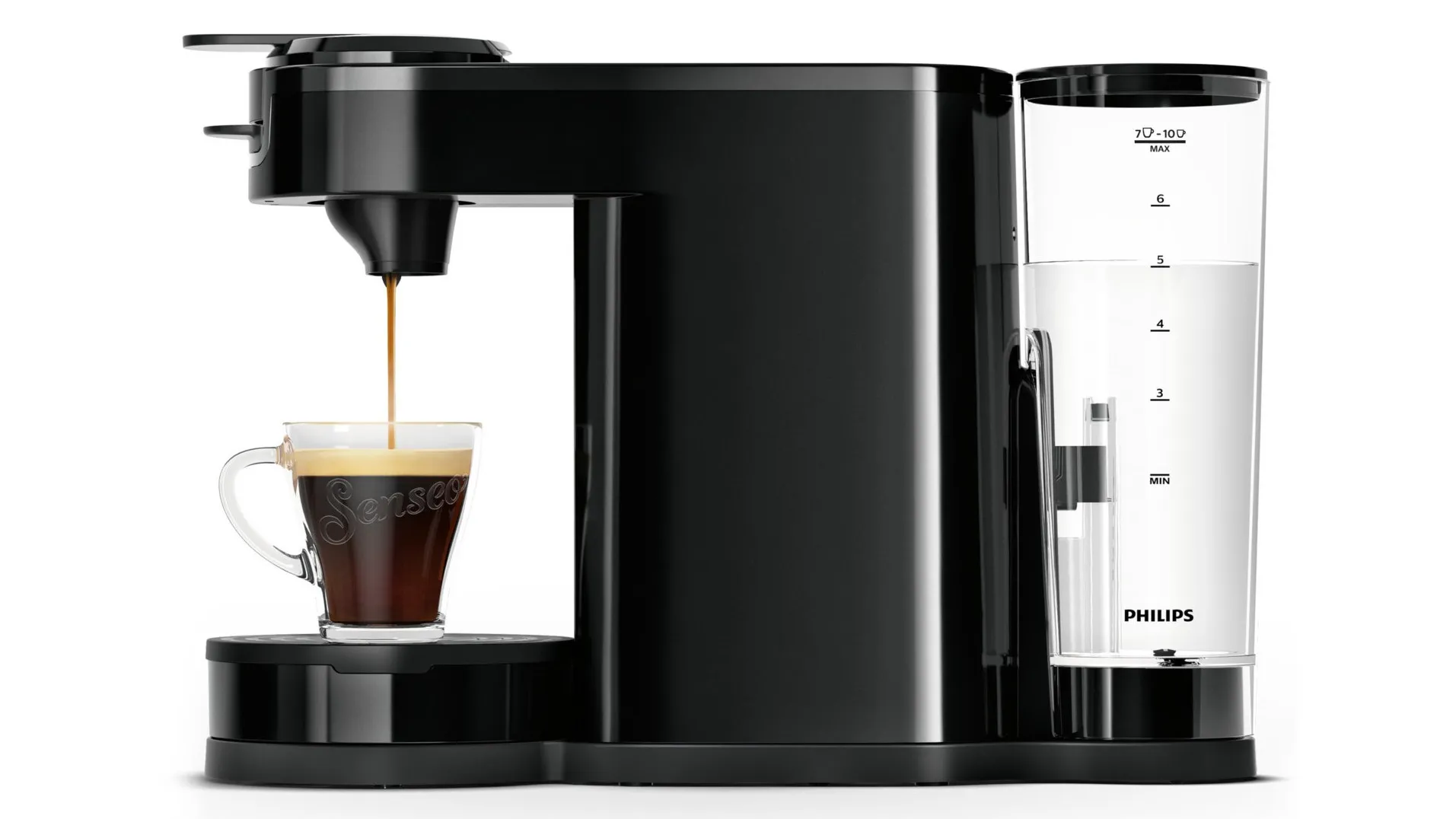 Die schmale Kaffeepadmaschine Senseo HD6592/60, ideal für kleine Küchen