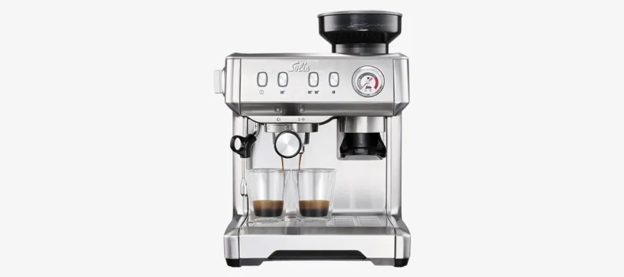 Die Solis Grind & Infuse Compact 1018 Espressomaschine mit integriertem Mahlwerk