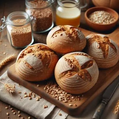 Dinkelvollkornbrötchen frisch aus dem Ofen