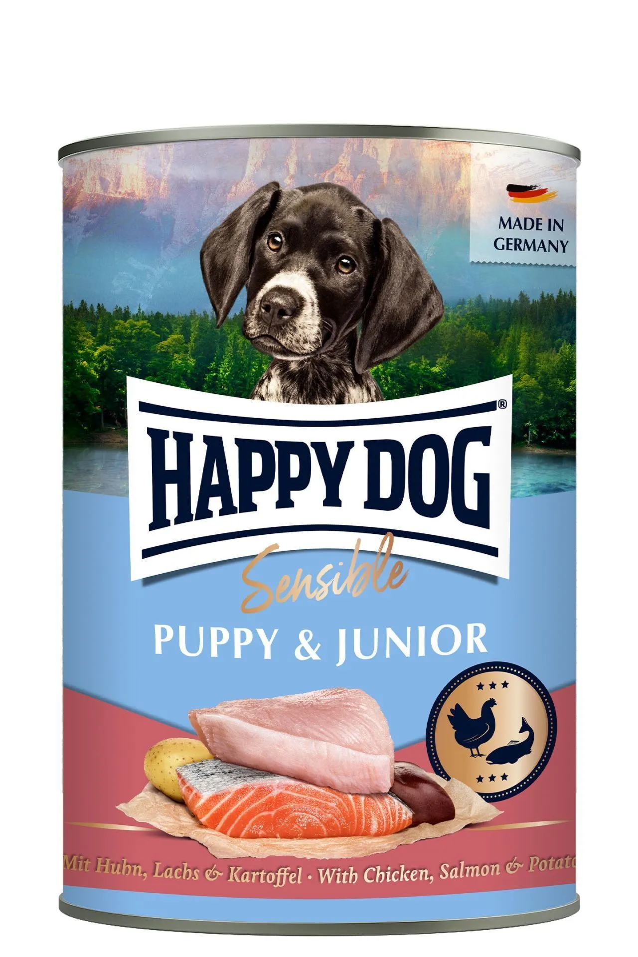 Dose Hundefutter für Welpen und junge Hunde, Marke