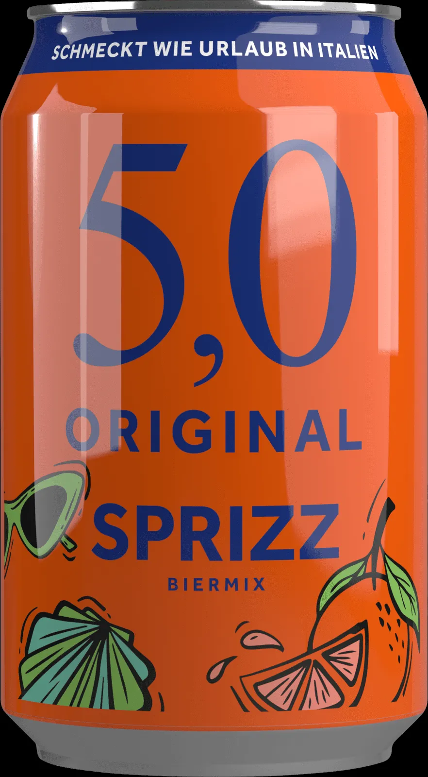 Dosen von 5,0 Original Sprizz, einem erfrischenden Biermixgetränk im 0,33l-Format