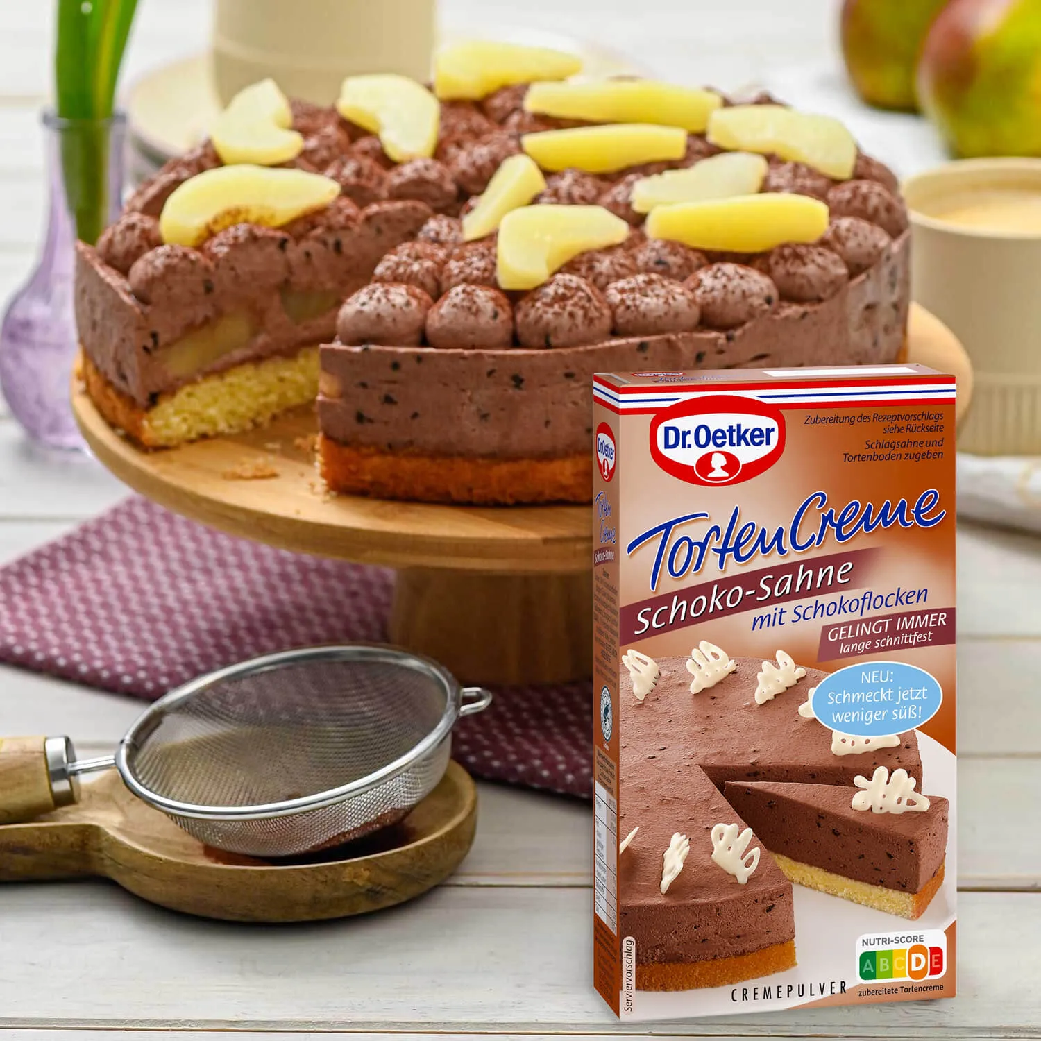 Dr. Oetker Schoko-Sahne Tortencreme Packung, Vorderseite (andere Version)