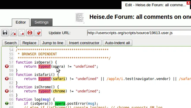 editor with linter hints