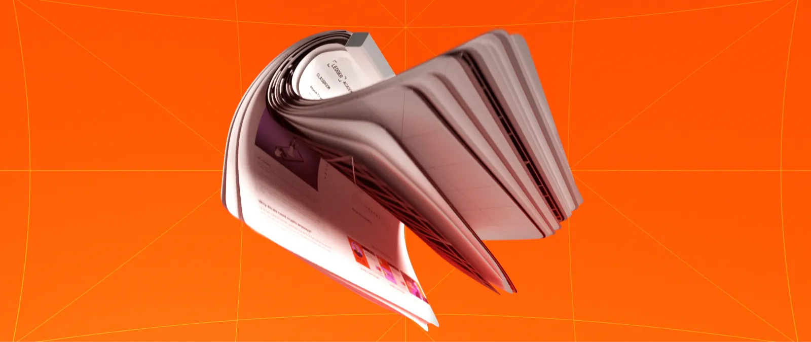 Ein aufgeschlagener Notizblock vor orangefarbenem Hintergrund, der die Sicherheit von Krypto-Assets symbolisiert