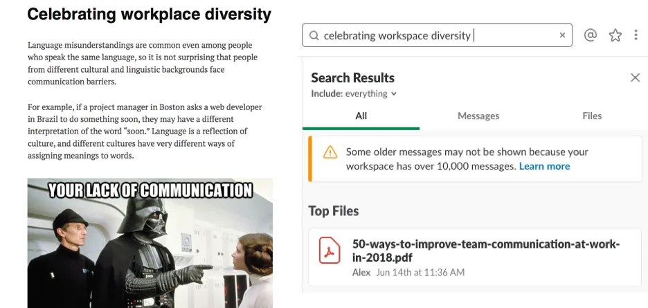 Ein Auszug aus dem Buch, den Slack gefunden hat