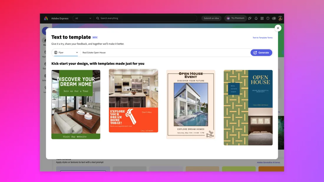 Ein Beispiel für Generative Füllung in Adobe Express, die zeigt, wie einfach Objekte in Bildern mit KI hinzugefügt oder entfernt werden können.