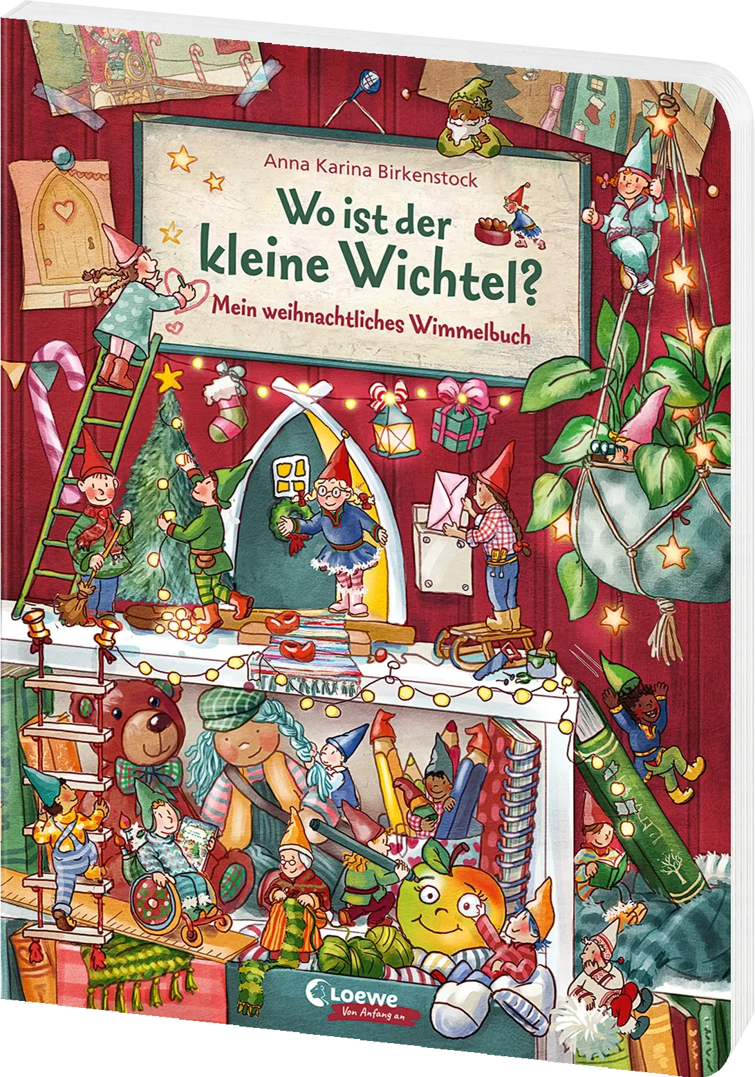 Ein charmantes Bilderbuch mit einem kleinen Wichtel, der in einer verschneiten Winterlandschaft nach Geschenken sucht