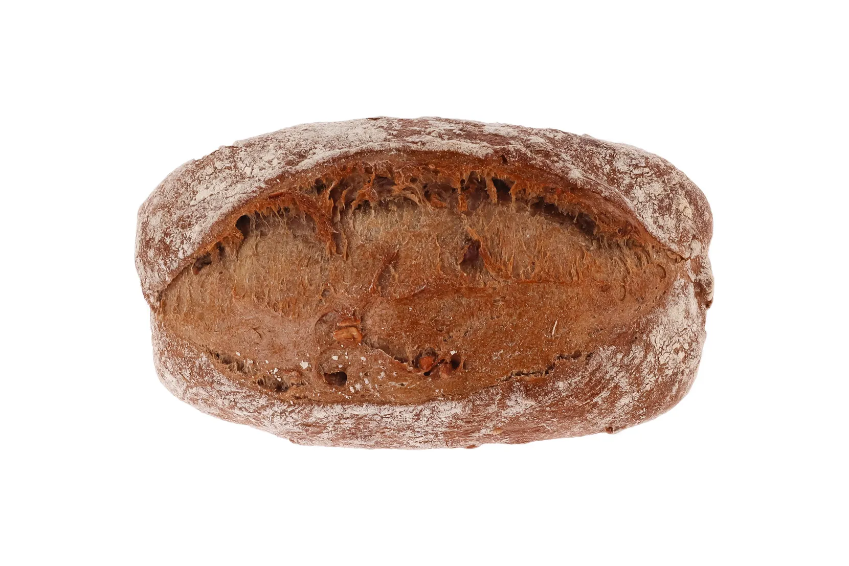 Ein dunkles Walnussbrot mit Nüssen auf der Oberfläche