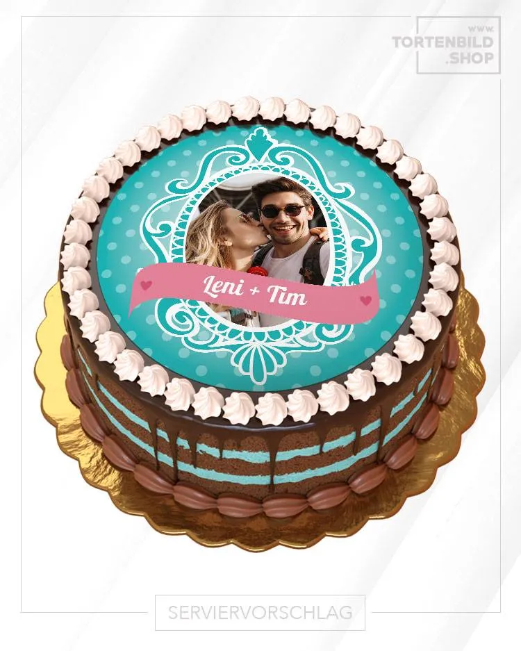 Ein farbenfrohes Tortenbild in Türkis