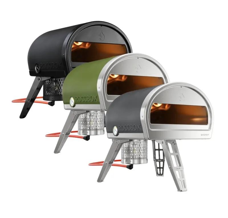 Ein Gas-Pizzaofen vom Typ Gozney Roccbox für den Außeneinsatz