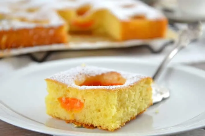 Ein gesamter laktosefreier Obstfleck mit Früchten, perfekt als Beitragsbild für ein Rezept.