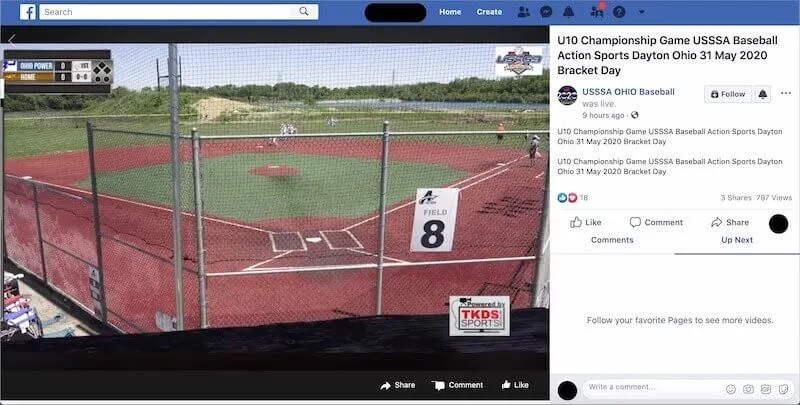 Ein Live-Baseballspiel wird auf Facebook Watch gestreamt