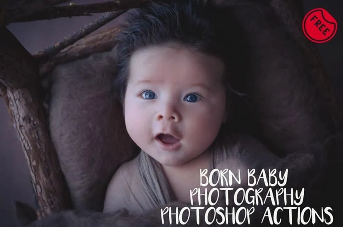 Ein niedliches Neugeborenenbaby, optimiert mit einer Photoshop Action