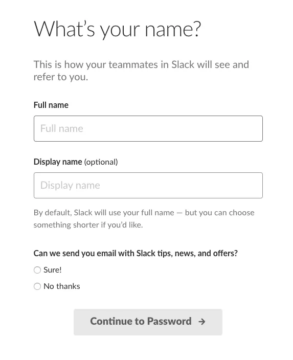 Ein Registrierungs-Modal in Slack
