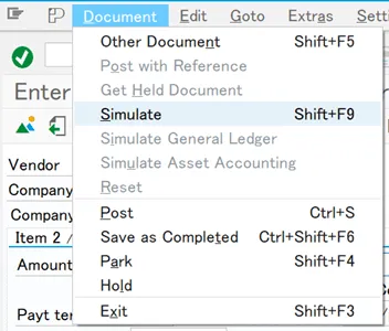 Ein Screenshot zeigt die Option zur Simulation eines Buchungseintrags