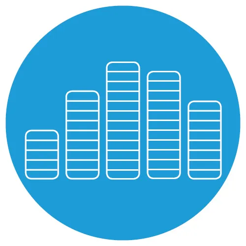 Ein stilisiertes Icon, das einen aufsteigenden Pfeil und Münzen als Symbol für den finanziellen Gewinn eines Unternehmens zeigt