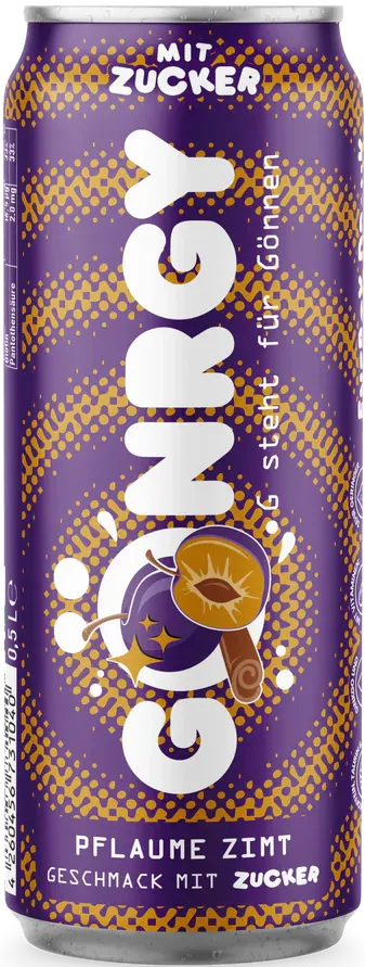 Eine Dose Pflaume-Zimt-Getränk, das an winterliche Geschmäcker erinnert
