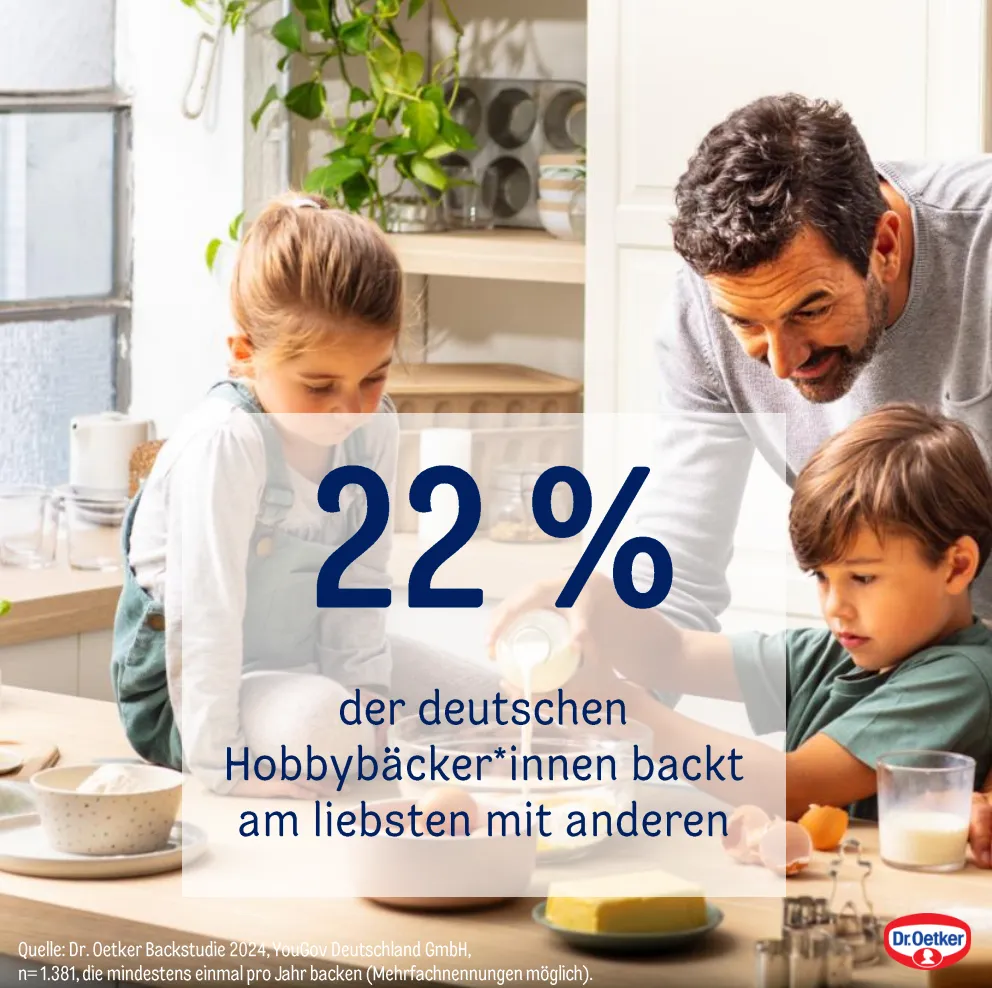 Eine Gruppe von Händen, darunter Kinderhände, dekoriert einen Kuchen mit frischen Früchten und Blüten