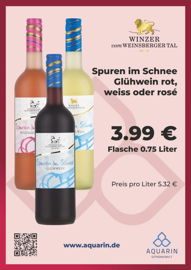 Eine Nahaufnahme von Weißweinflaschen der Marke Winzer Tal