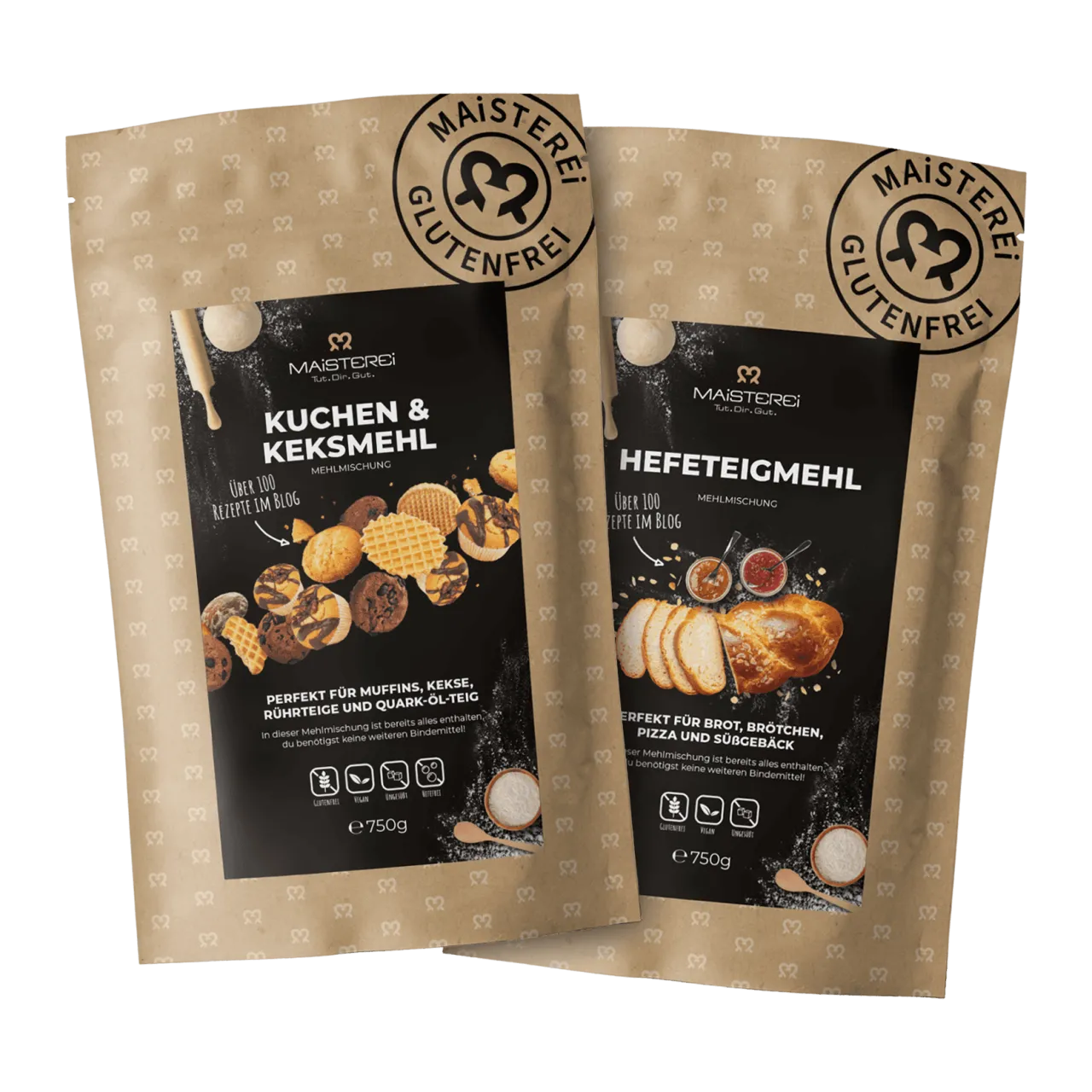 Eine Packung der glutenfreien Mehlmischung Duo für vielfältige Backkreationen